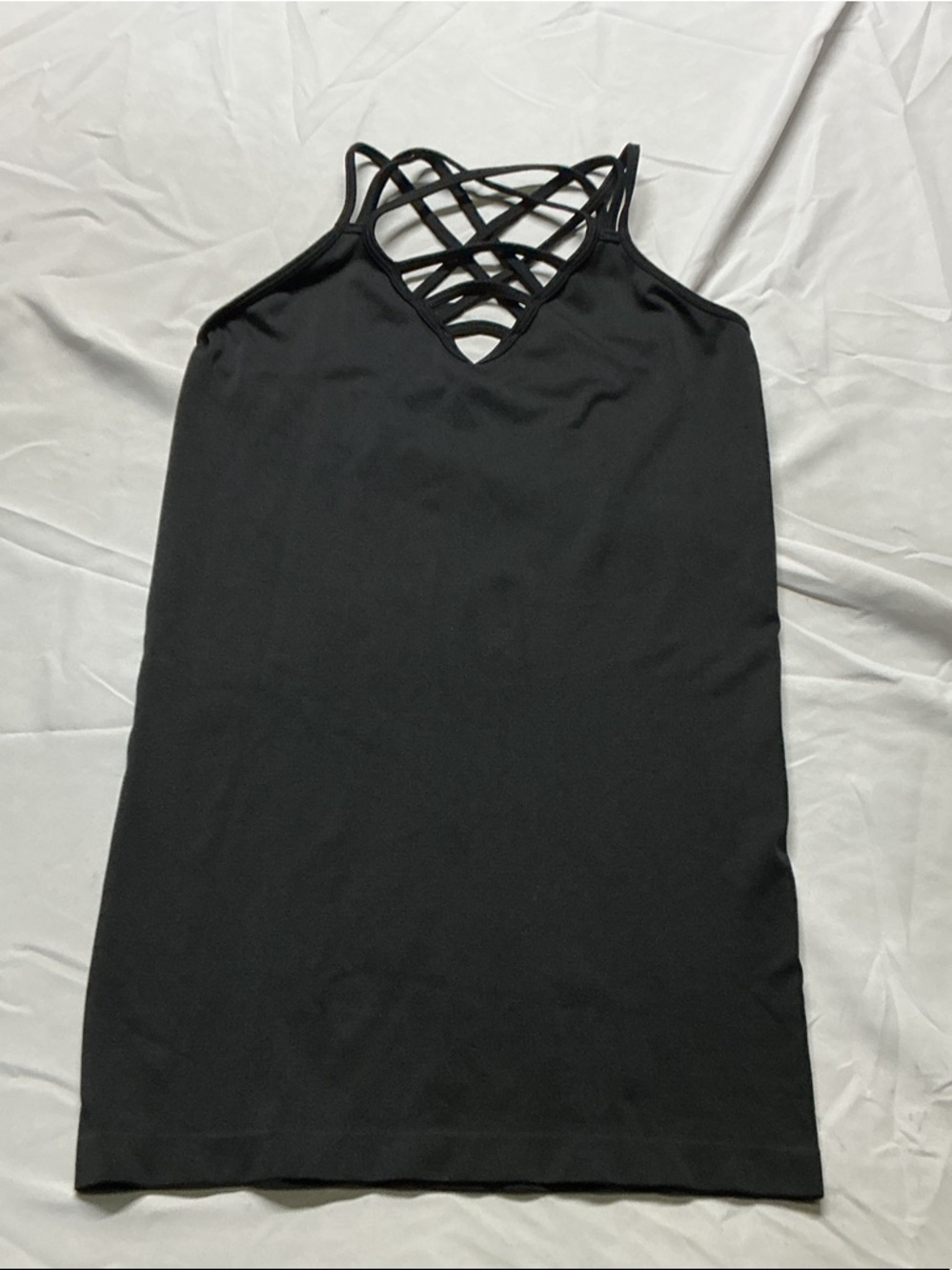 Love Charm Black Strappy V-Neck top Sz OS Junior 0999